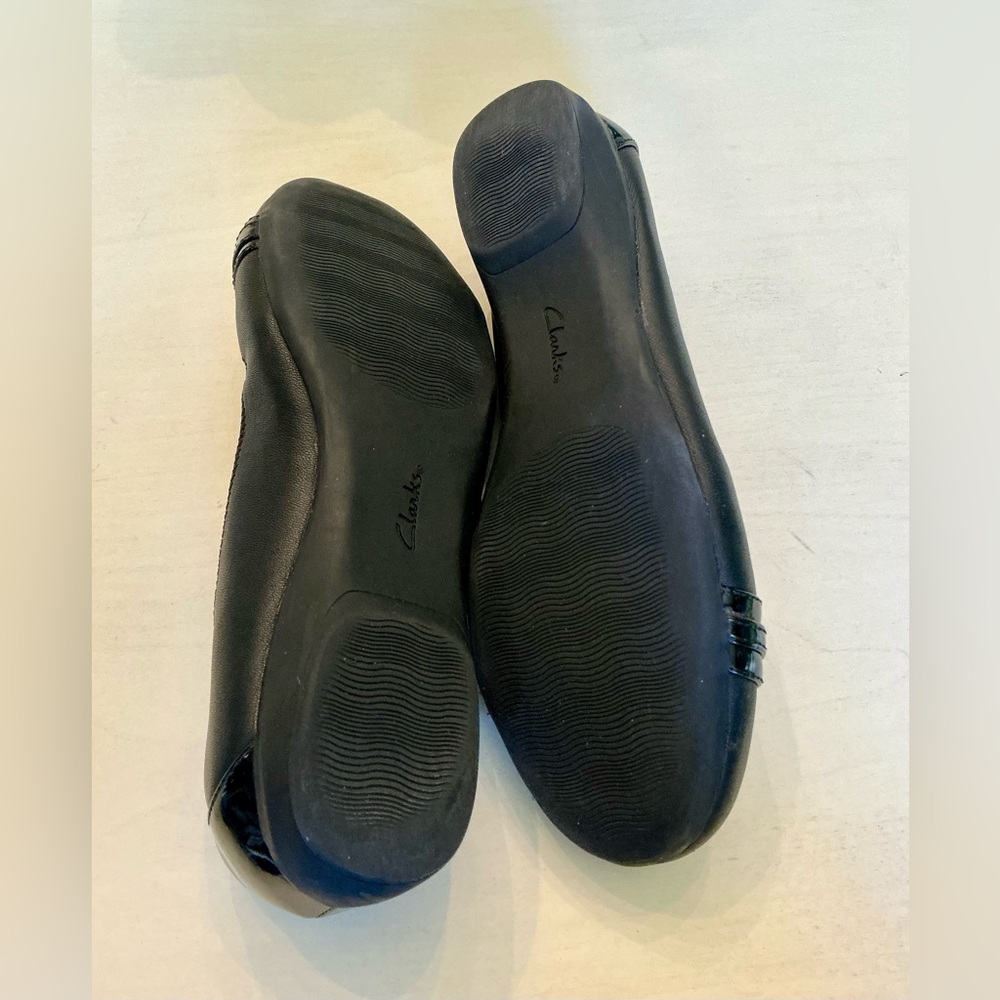 Clarks Kinzie Light Black Cushioned Comfort Leather Ballet Flats Size 8 - Picture 6 of 6